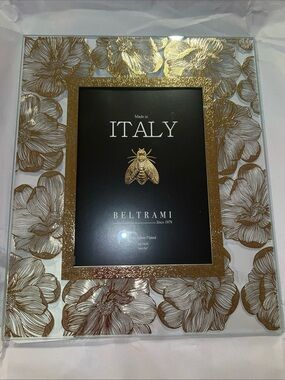 Beltrami Italy Gold Floral Glass Photo Frame for 5x7